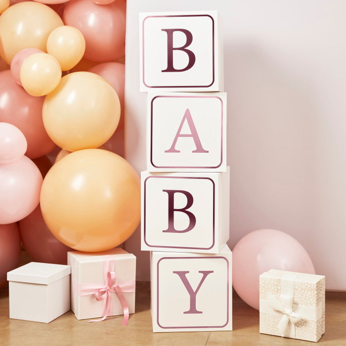 Pink Baby Shower Jumbo Block Decorations Pack of 4 | Party Save Smile