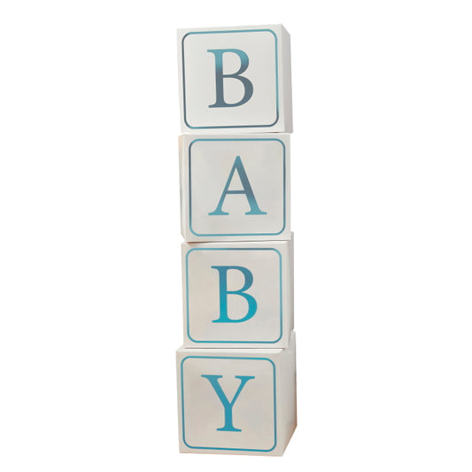 Blue Baby Shower Jumbo Block Decorations Pack of 4 | Party Save Smile