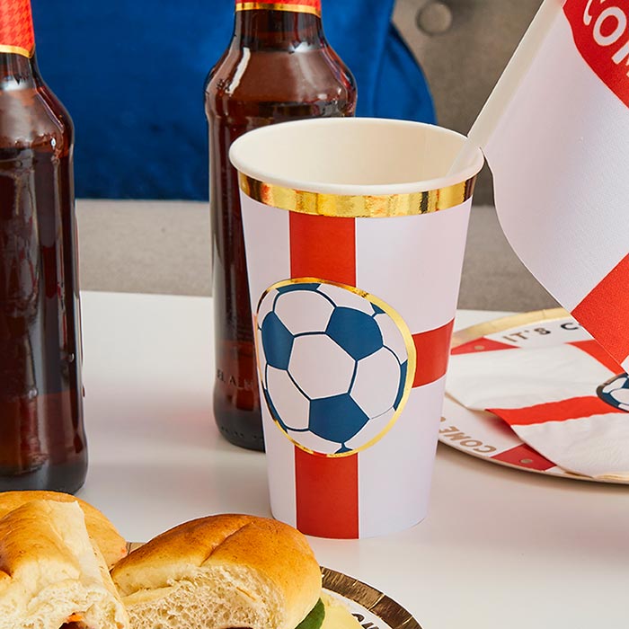 Come on England Paper Party Cups 8 Pack