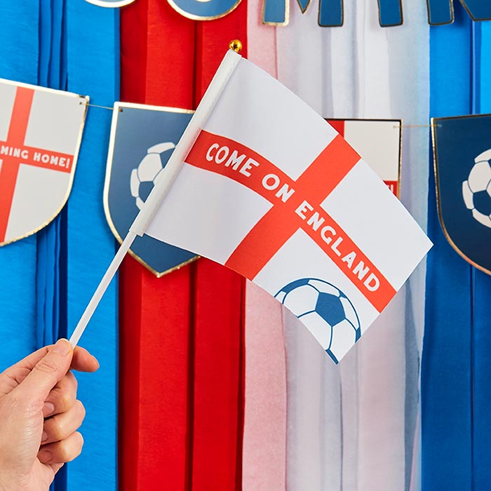 Come on England Handheld Flags 6 Pack | Party Save Smile