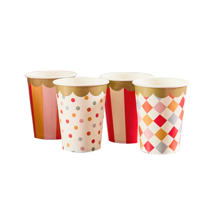 Circus Paper Cups: Red & White - Pack of 8