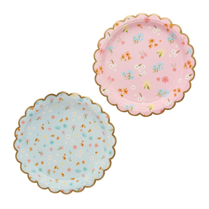 Floral Scalloped Tea Party Paper Plates - Pack of 8