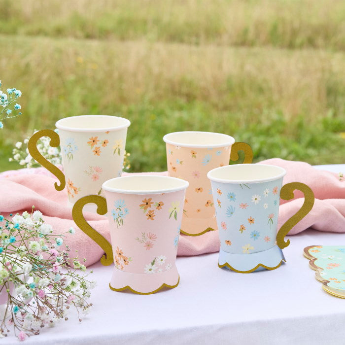 Floral Tea Party Paper Cups - Pack of 8 | Party Save Smile