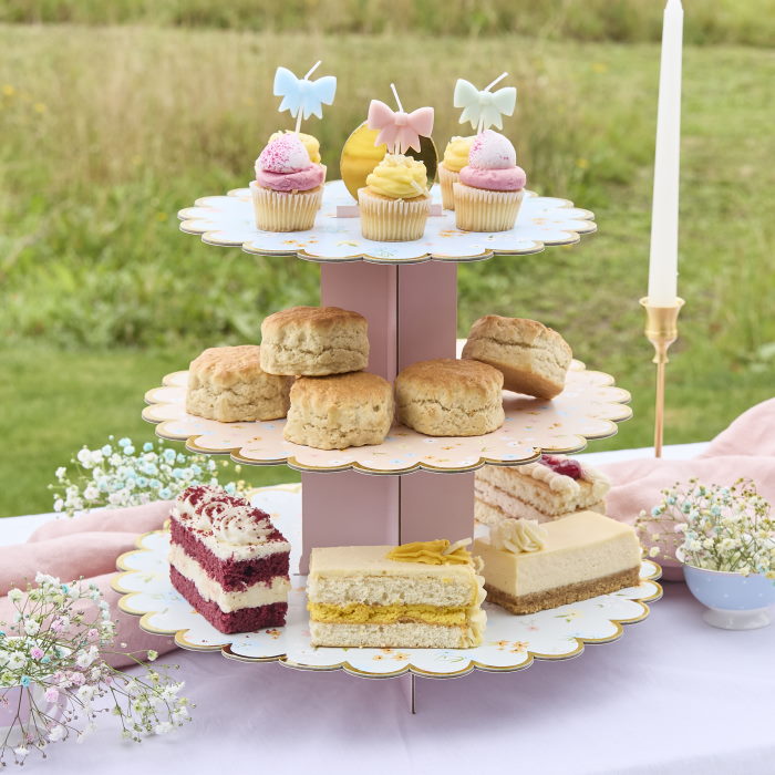 Floral Tea Party Cake Stand - 3 Tier 35cm | Party Save Smile