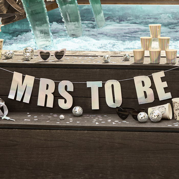 Iridescent Mrs to Be Disco Hen Party Banner 2 metres | Party Save Smile