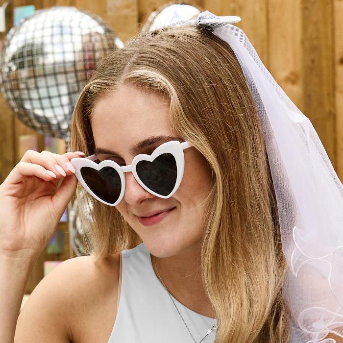 White Heart Hen Party Sunglasses 14cm