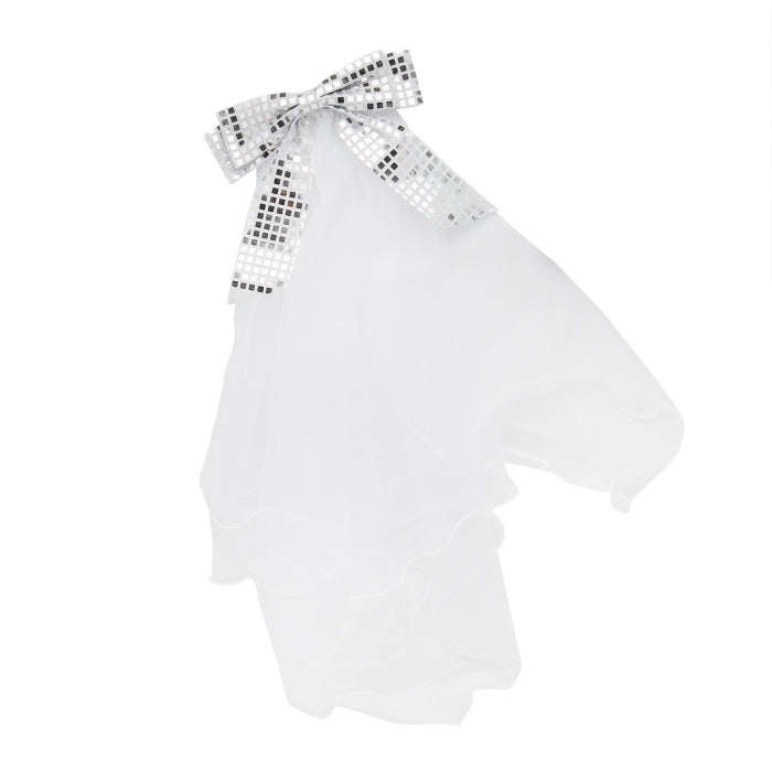 Disco Bow Clip in Hen Party Veil 14cm