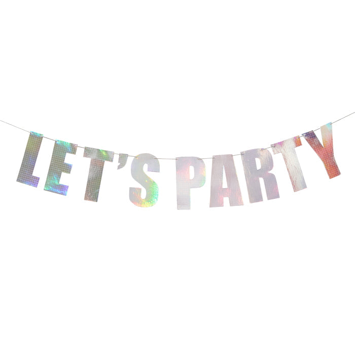 Iridescent 'Let's Party' Disco Party Banner 2 metres