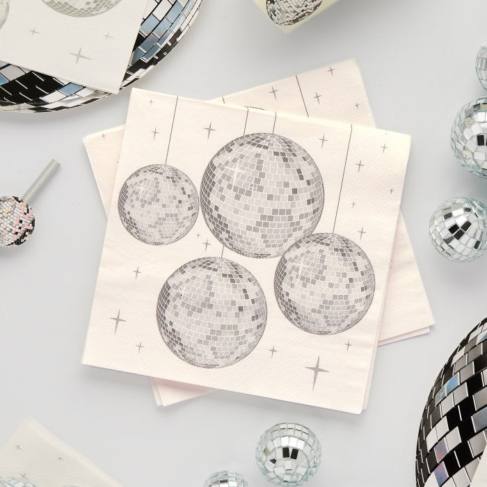 Disco Ball Party Napkins Pack of 16 Paper Serviettes | Party Save Smile