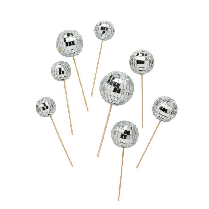 Disco Ball Food Pick Decorations - Pack of 8
