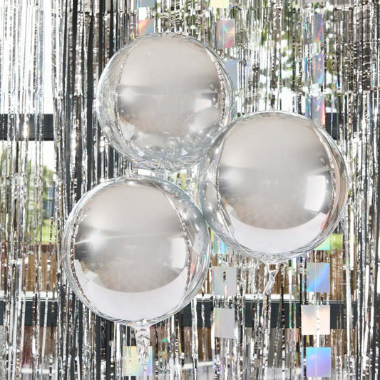 Silver Orb 15 Inch Foil Balloons - Pack of 3 | Party Save Smile