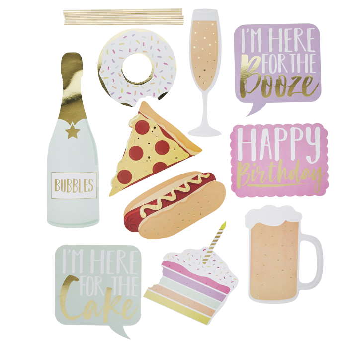 Food Photo Booth Props 10 pack | Party Save Smile