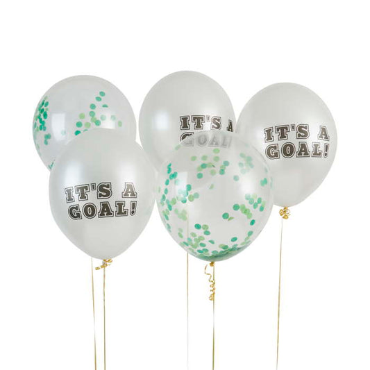 Football ’It’s a Goal!’ Latex Balloons 5 Pack