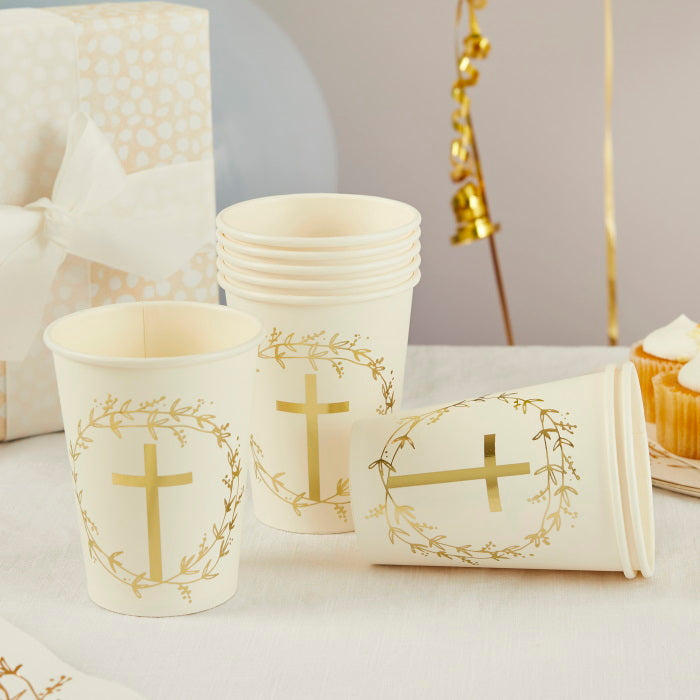 Gold Religious Cross Tableware Party Pack
