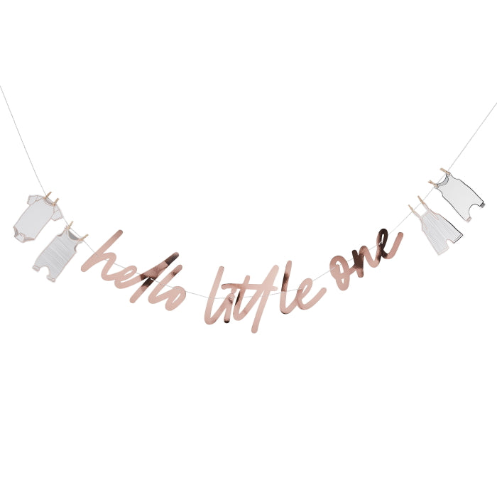 Hello Little One Rose Gold Baby Shower Banner 2 metres | Party Save Smile
