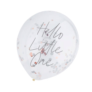 Hello Little One Rose Gold Confetti Latex Balloons Pack of 5