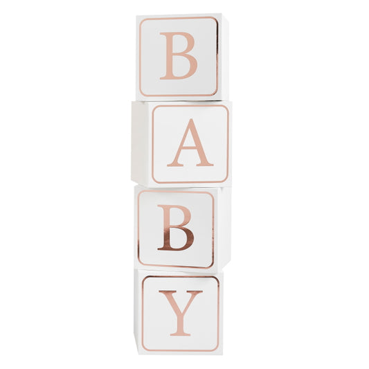 Rose Gold Giant Baby Shower Block Decorations Pack of 4 | Party Save Smile