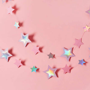 Iridescent Hanging Paper Stars 5 metres