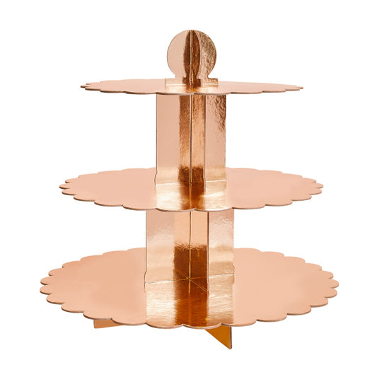 Rose Gold 3 Tier Cupcake Stand 34cm | Party Save Smile