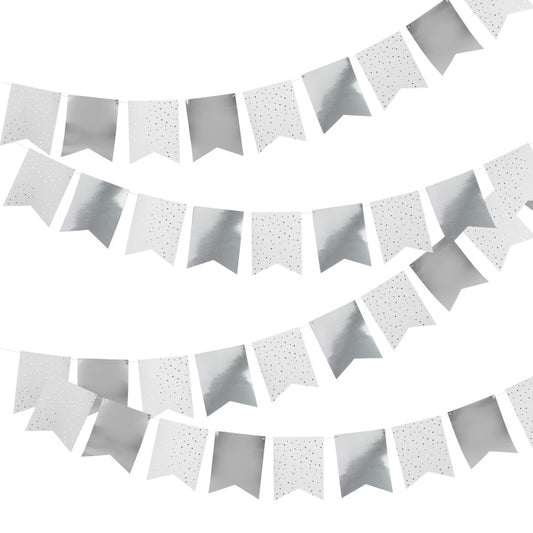 Silver Paper Flag Bunting 10 metres | Party Save Smile