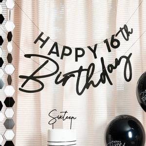 Black Happy Birthday Customisable Card Banner 2 metres