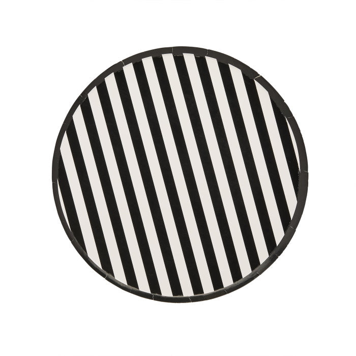 Black and White Striped Paper Party Plates - Pack of 8