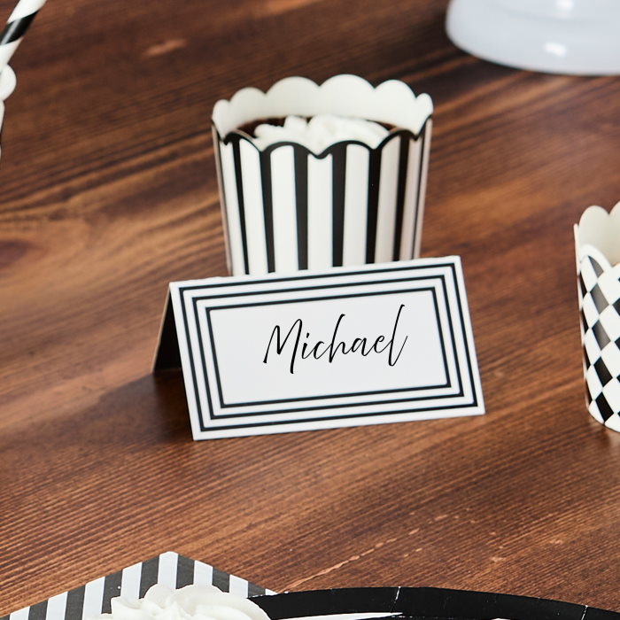 Black and White Place Cards - Pack of 10