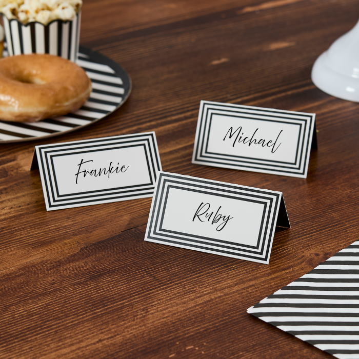 Black and White Place Cards - Pack of 10 | Party Save Smile