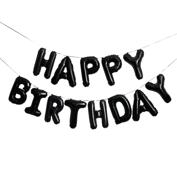 Black Happy Birthday Foil Balloon Garland