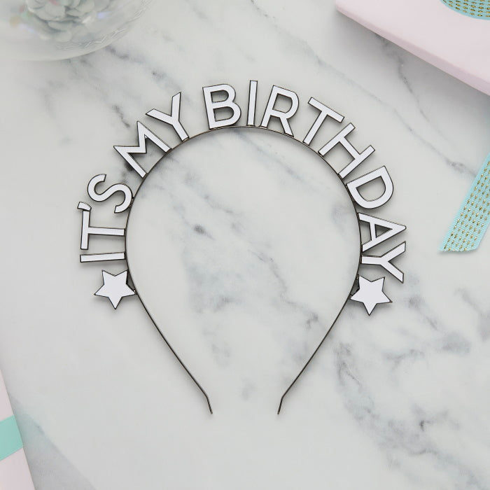 Black and White It's My Birthday Headband | Party Save Smile
