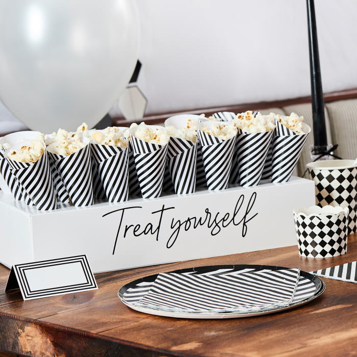 Black and White 'Treat Yourself' Box Stand & 45 Treat Cones