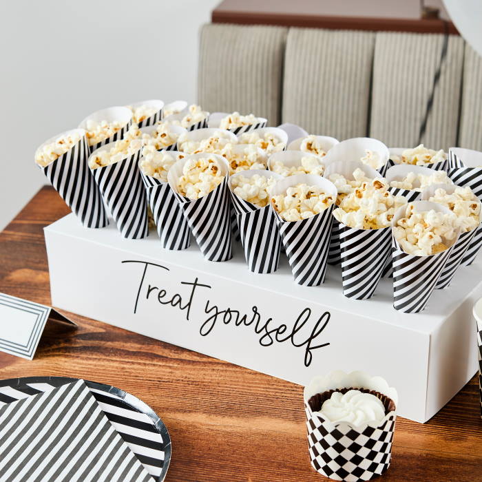 Black and White 'Treat Yourself' Box Stand & 45 Treat Cones