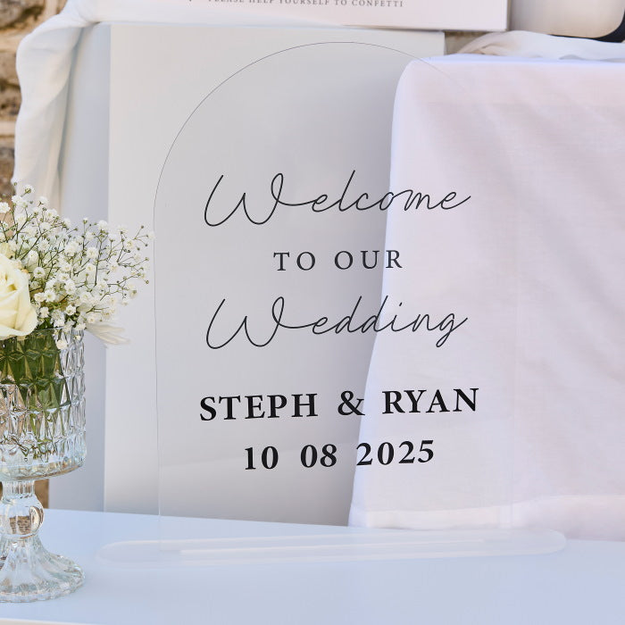 Customisable Black and White 'Welcome To Our Wedding' Sign 43cm | Party Save Smile