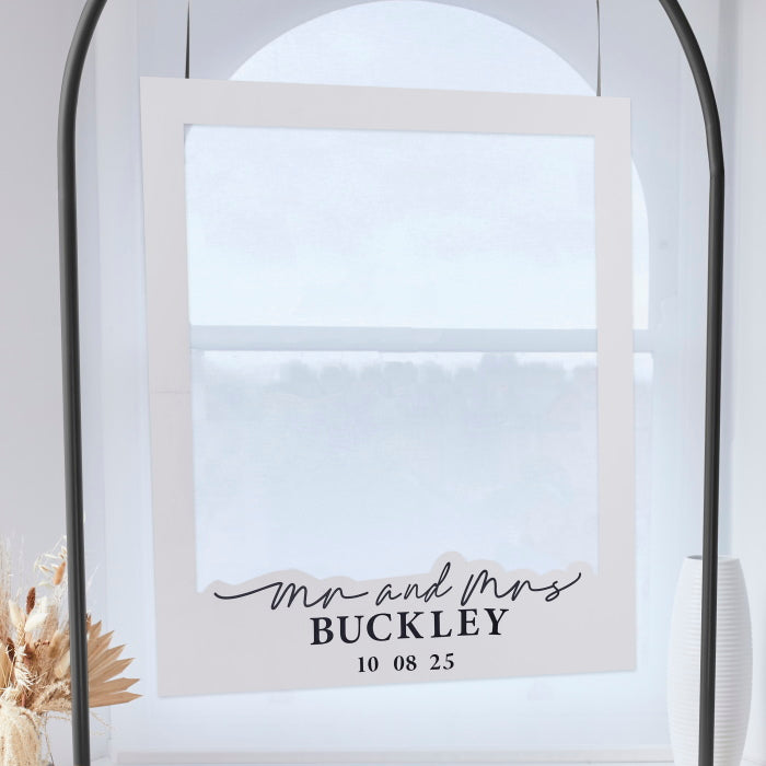 Black and White 'Mr & Mrs' Customisable Photoframe | Party Save Smile