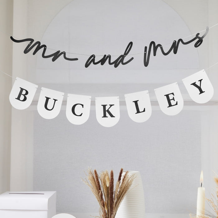 Black and White 'Mr & Mrs Customisable Wedding Banner x 2 | Party Save Smile