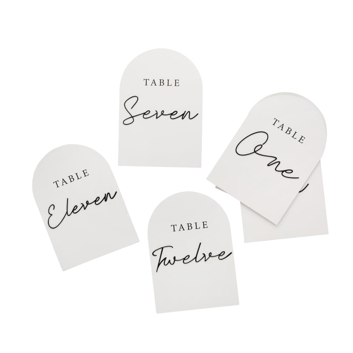Black and White Wedding Table Numbers With Acrylic Letters