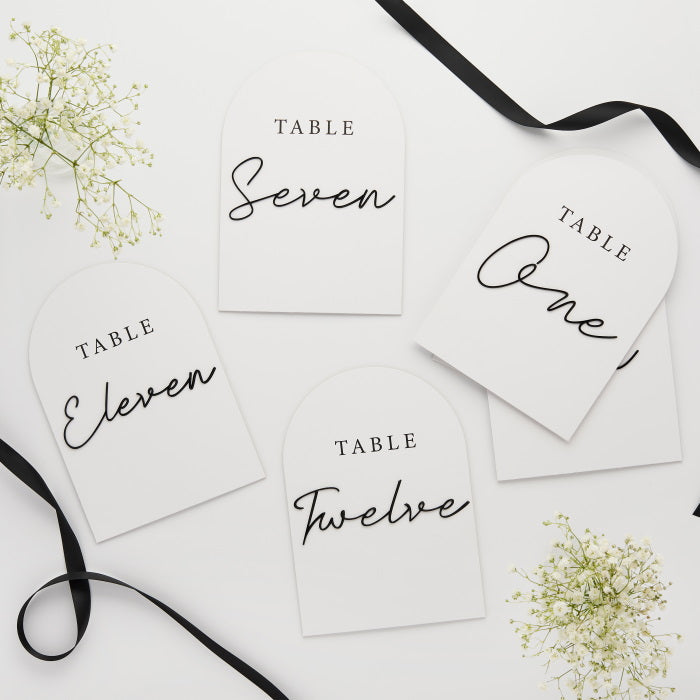 Black and White Wedding Table Numbers With Acrylic Letters | Party Save Smile
