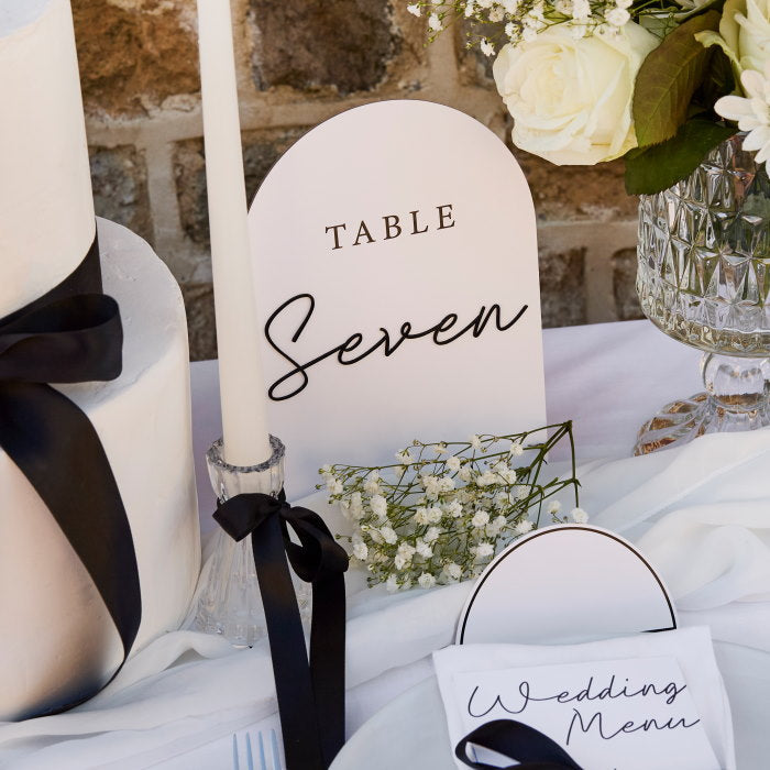 Black and White Wedding Table Numbers With Acrylic Letters