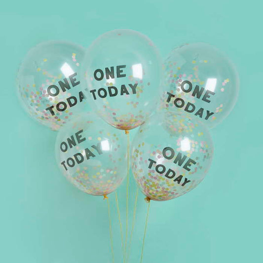 One Today Confetti Filled Latex Balloons 5 Pack