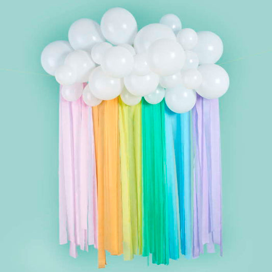 Rainbow Balloon and Streamer Backdrop | Party Save Smile