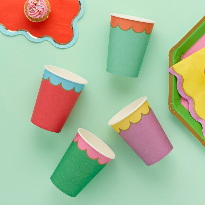 Brights Colour Paper Cups Pack of 8 | Party Save Smile