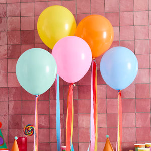 Bright Colours Latex Balloons & Tassel Tails - Pack of 5