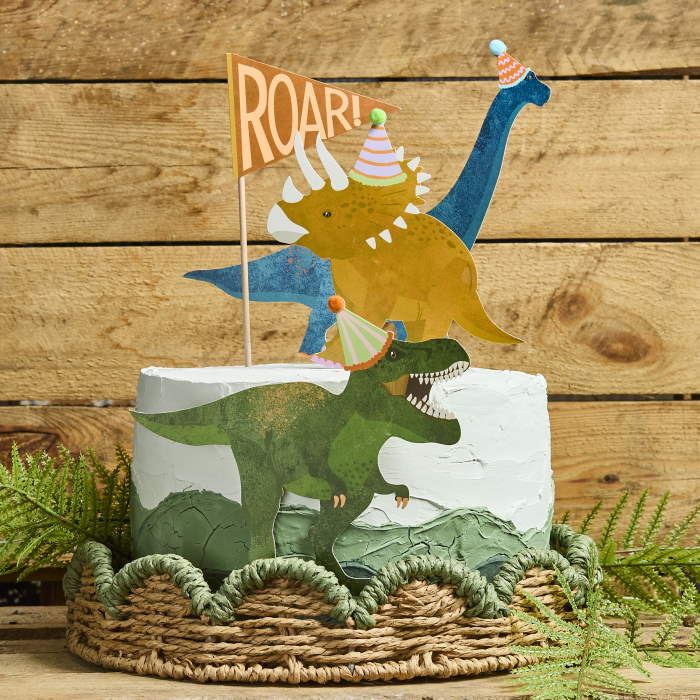 Party Dinosaurs Card Cake Topper Set Pack of 4 | Party Save Smile