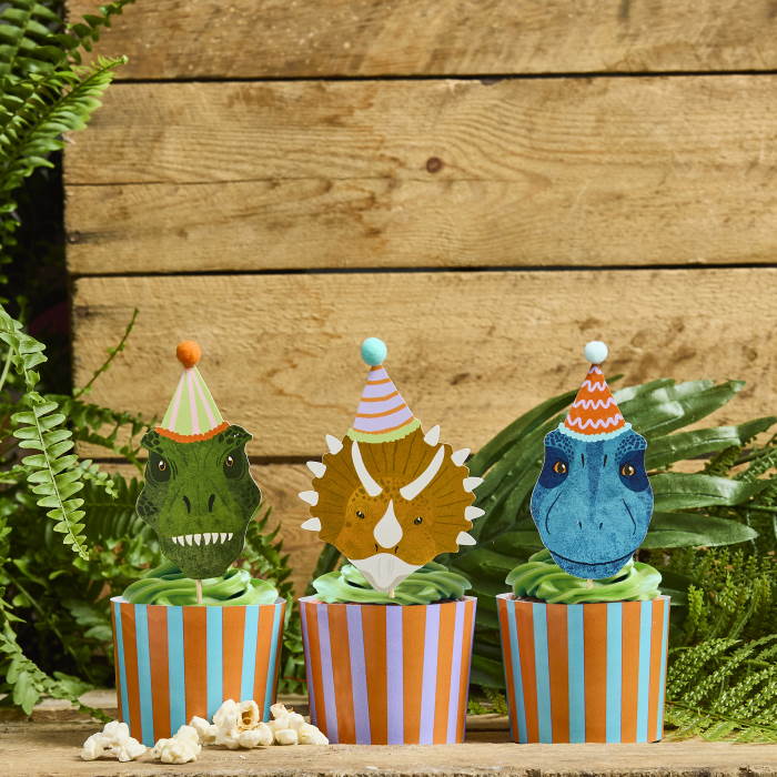 Dinosaur Food Picks & Food Cup Set - Pack of 12 | Party Save Smile