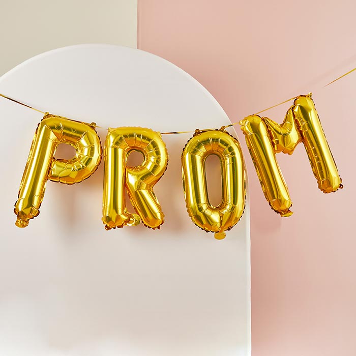 Gold Prom Balloon Banner Decoration Air Fill | Party Save Smile