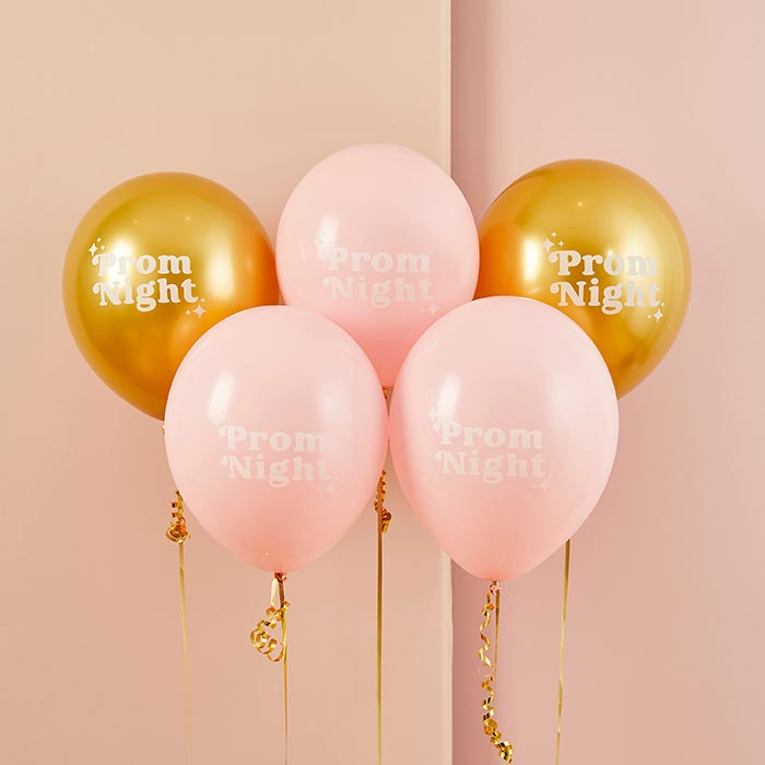 Gold and Pink Prom Latex Balloons | Party Save Smile