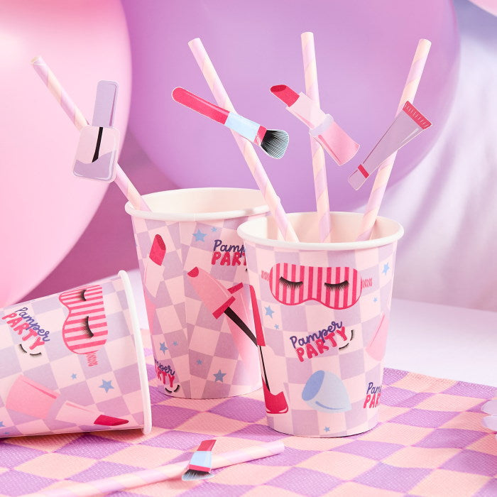 Make Up Pamper Party Paper Straws - Pack of 16