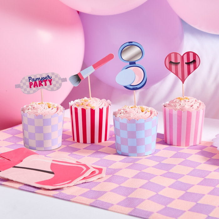 Pamper Party Make Up Food Picks & Food Cup Set - Pack of 12 | Party Save Smile
