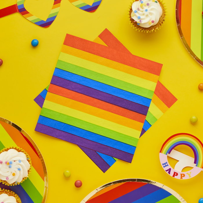 Rainbow Paper Napkins 2 ply 16 Pack | Party Save Smile