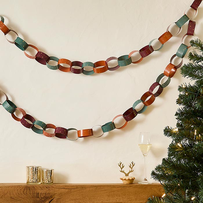 Star Paper Chain Christmas Decorations - Pack of 48 | Party Save Smile